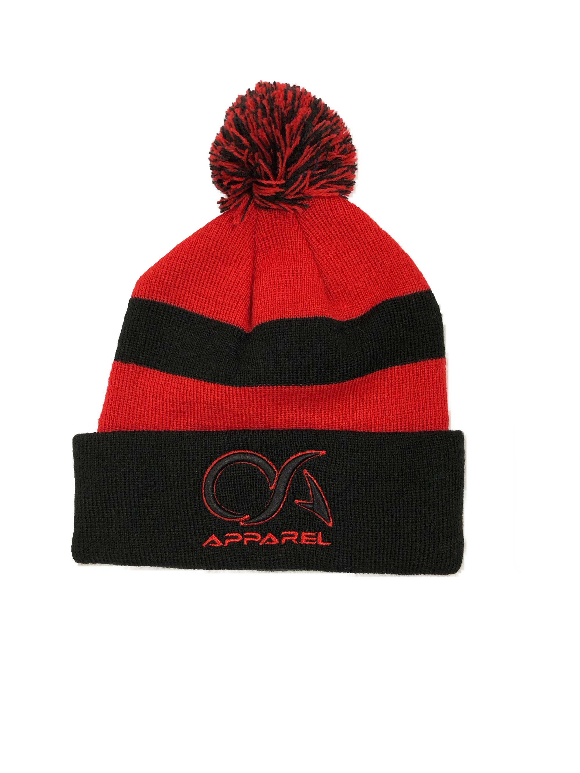 OA Red/Black Red Pom Beanie