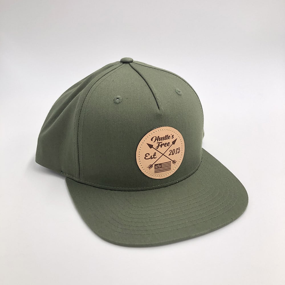 Smash It Streetwear Snapback - All Dark Green/Hustles Free Leather Patch