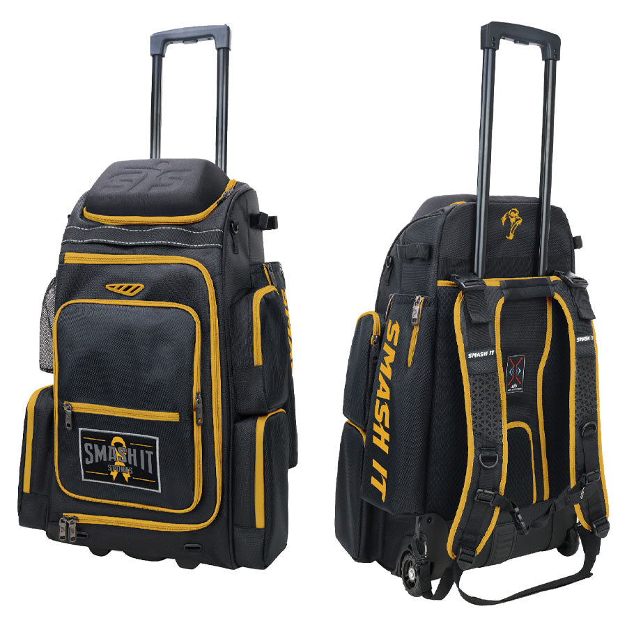 2025 Smash Ops Lil’ Guerrilla Hybrid Roller/Bat Pack Bag - Gold Cancer Awareness