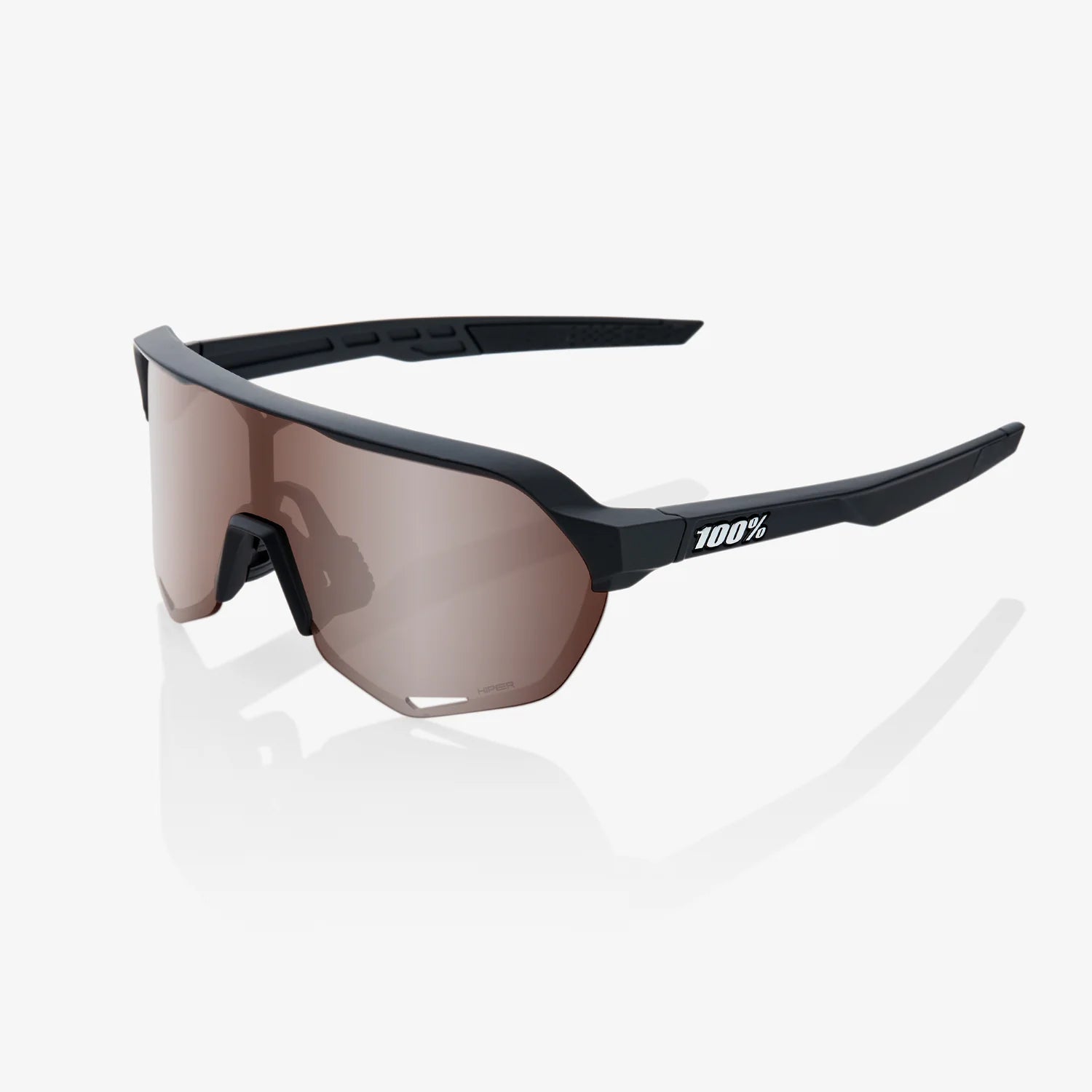 100 Percent Sunglasses - S2 - Soft Tact Black - HiPER¨ Crimson Silver Mirror Lens