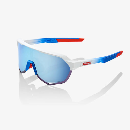 100 Percent Sunglasses - S2 - TotalEnergies Team Matte White / Metallic Blue - HiPER® Blue Multilayer Mirror Lens