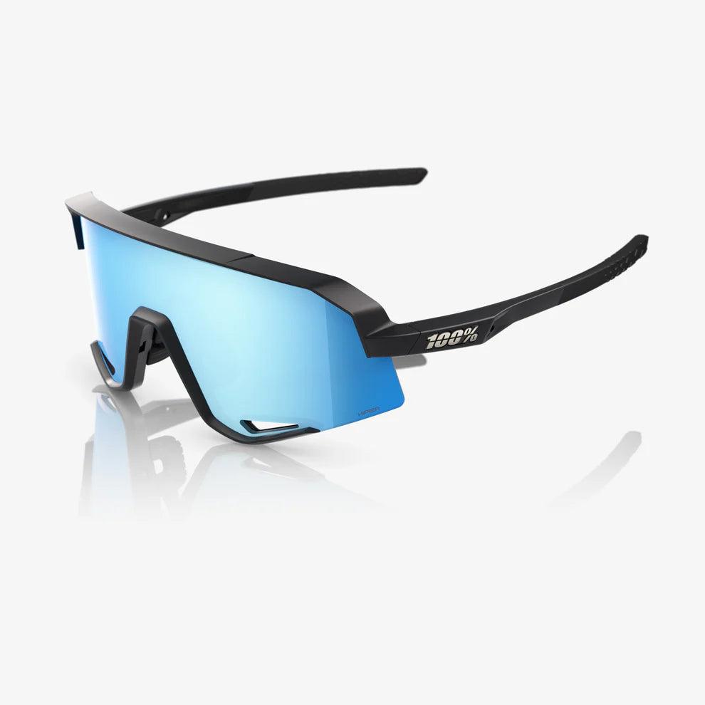 100 Percent Sunglasses - SLENDALE - Matte Black - HiPER Blue Multilayer Mirror Lens - Smash It Sports