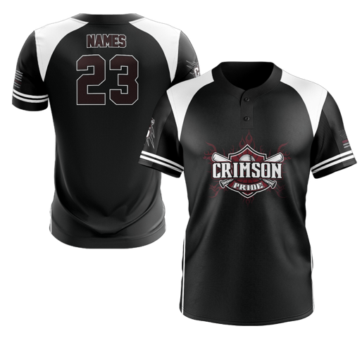 Crimson Pride Crew Neck 2-Button Jersey (Black/White)