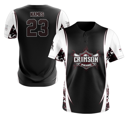 Crimson Pride Crew Neck 2-Button Jersey (Black/White Camo)