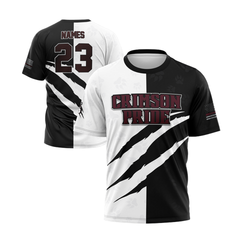 Crimson Pride Crew Neck Jersey (Black/White Paw Print)