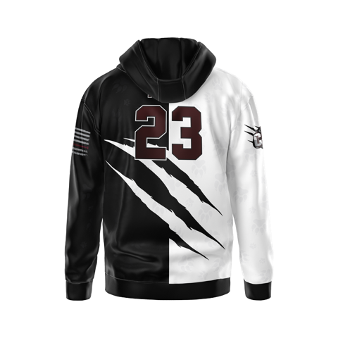 Crimson Pride Hoodie (Black/White Paw Print)