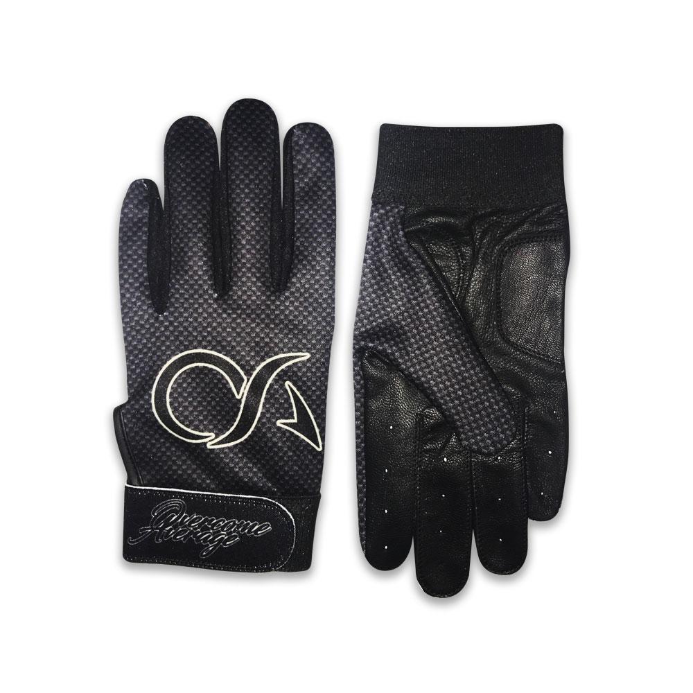 Premium Batting Gloves By OA Apparel-Black Carbon Fiber w/ Gold OA