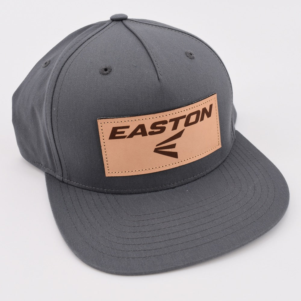 Easton Streetwear Snapback  Hat- 255 All Charcoal/Easton E Logo and Text Leather Patch