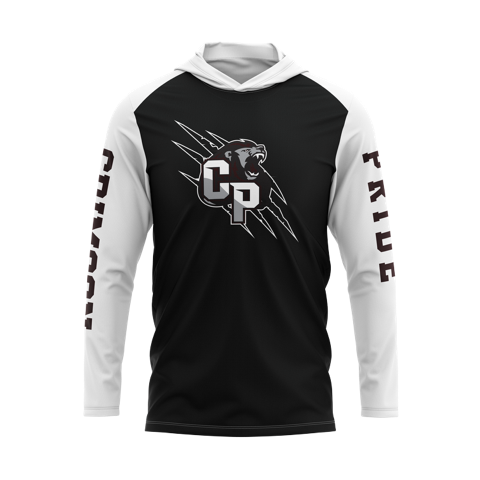 Crimson Pride Hooded Long Sleeve Shirt (Black/White)