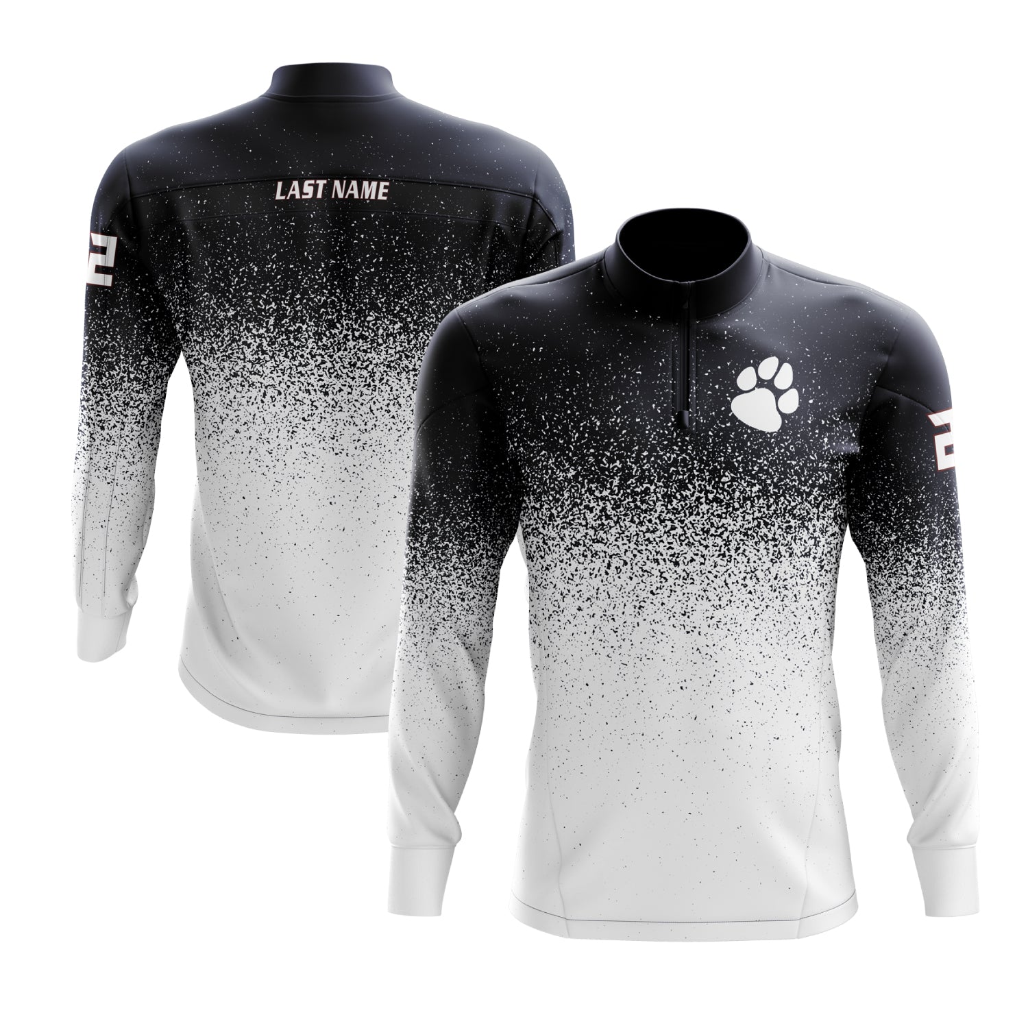 Pittsford Panthers Long Sleeve Quarter-Zip - White/Navy Fade