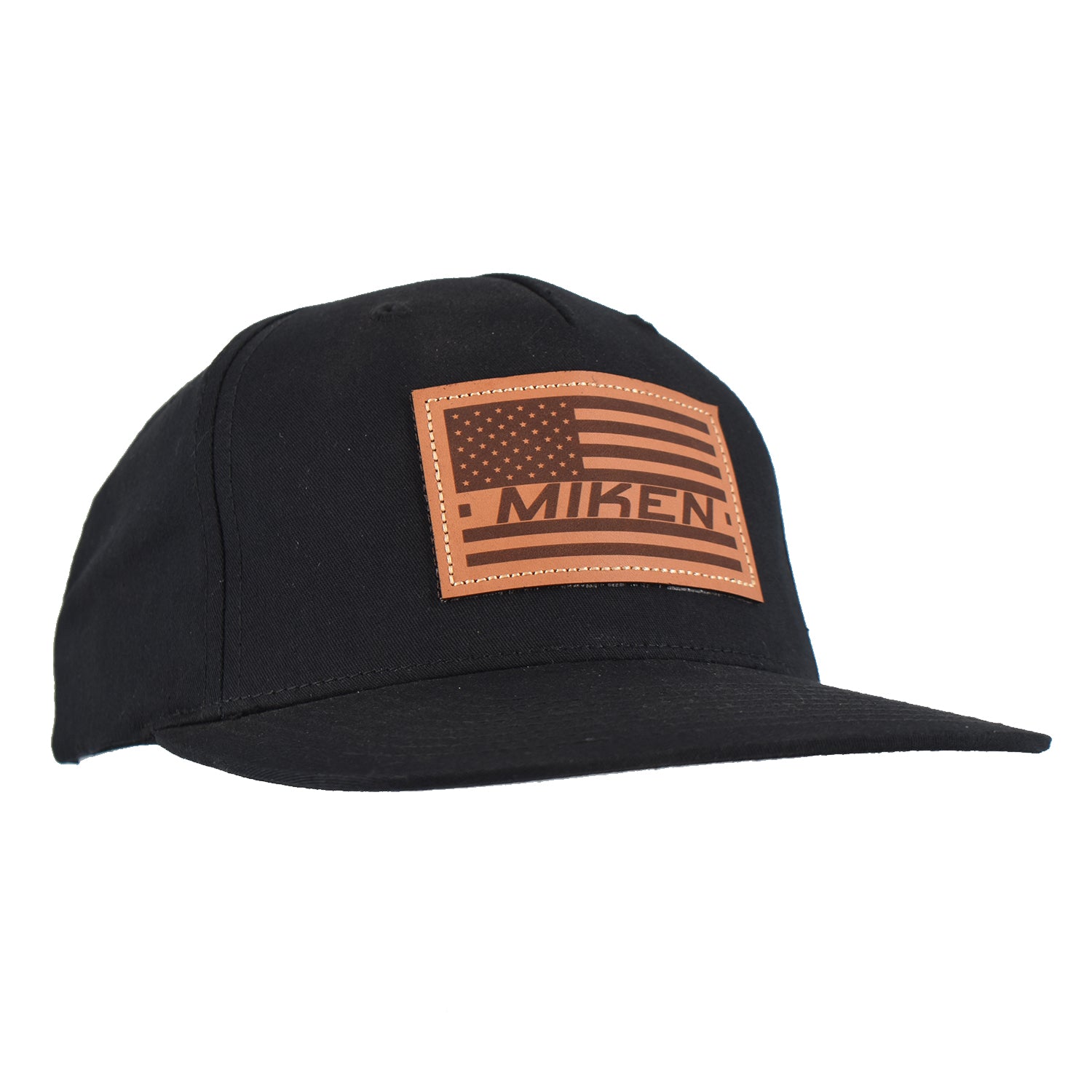 Miken Streetwear Snapback Hat- 255 All Black/Miken USA Leather Patch