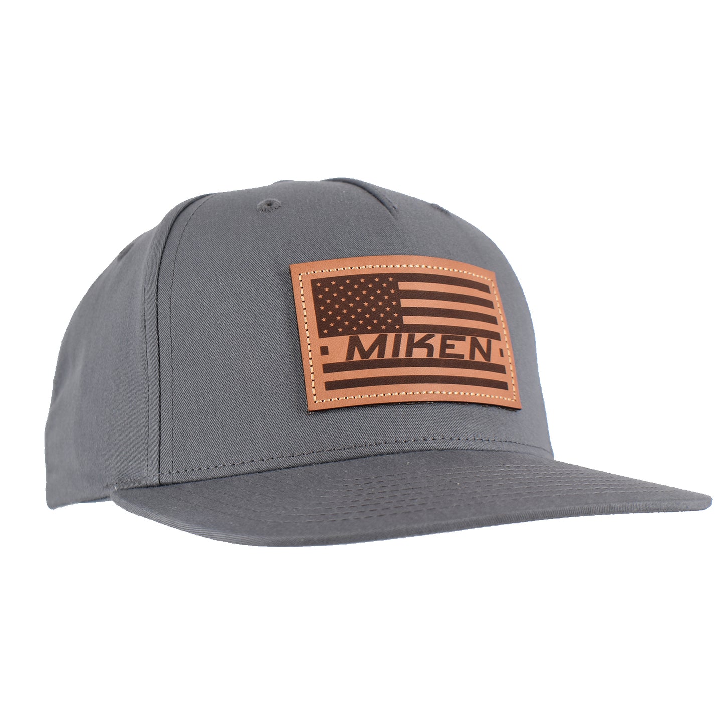 Miken Streetwear Snapback Hat- 255 All Grey/Miken USA Leather Patch