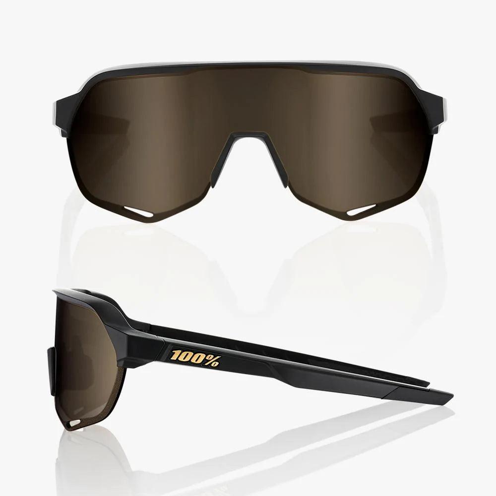 100 Percent Sunglasses - S2 - Matte Black - Soft Gold Mirror Lens - Smash It Sports