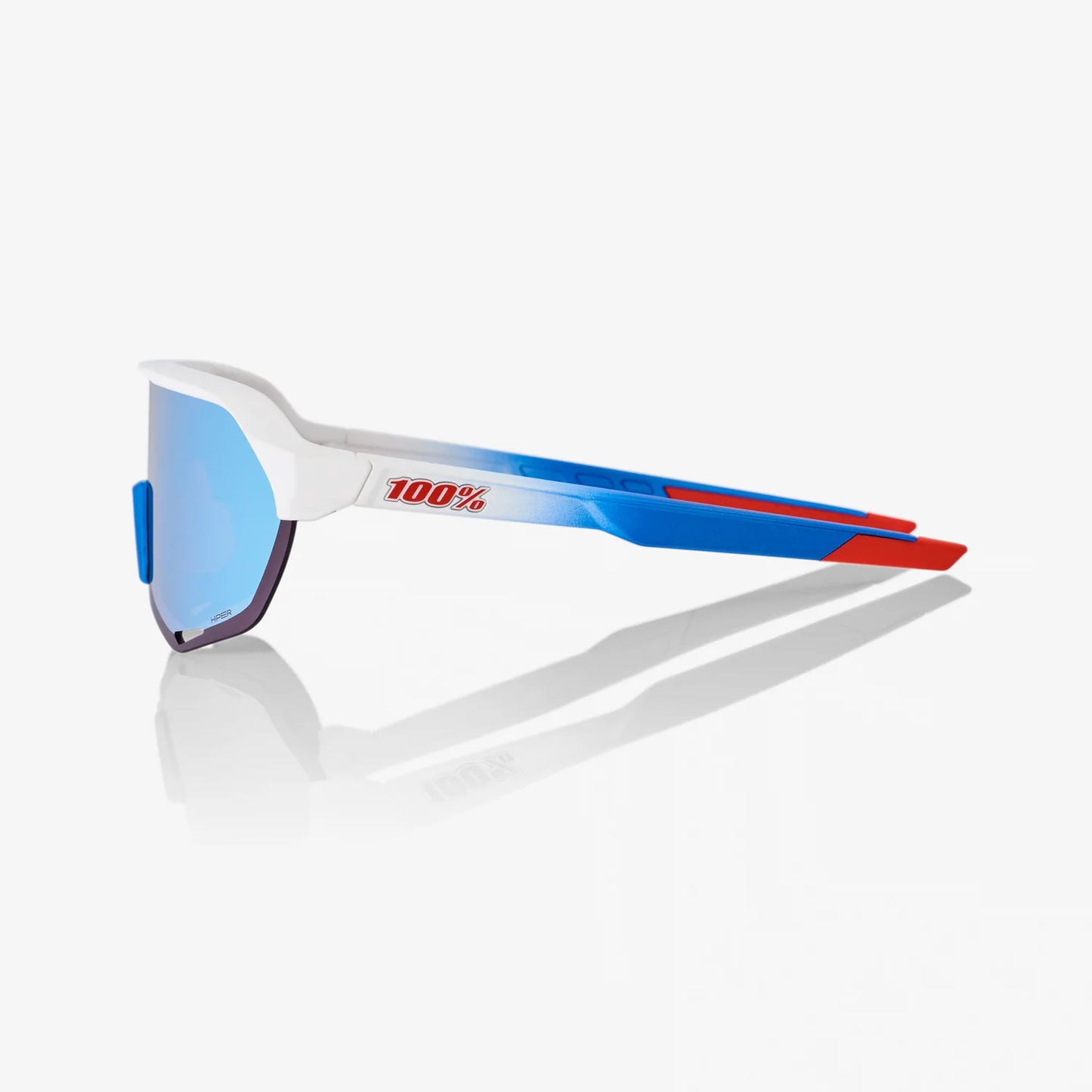 100 Percent Sunglasses - S2 -TotalEnergies Team Matte White / Metallic Blue HiPER Blue Multilayer Mirror Lens