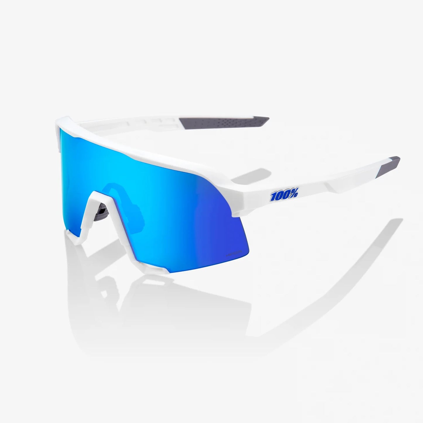 100 Percent Sunglasses - S3 - Matte White - HiPER Blue Multilayer Mirror Lens