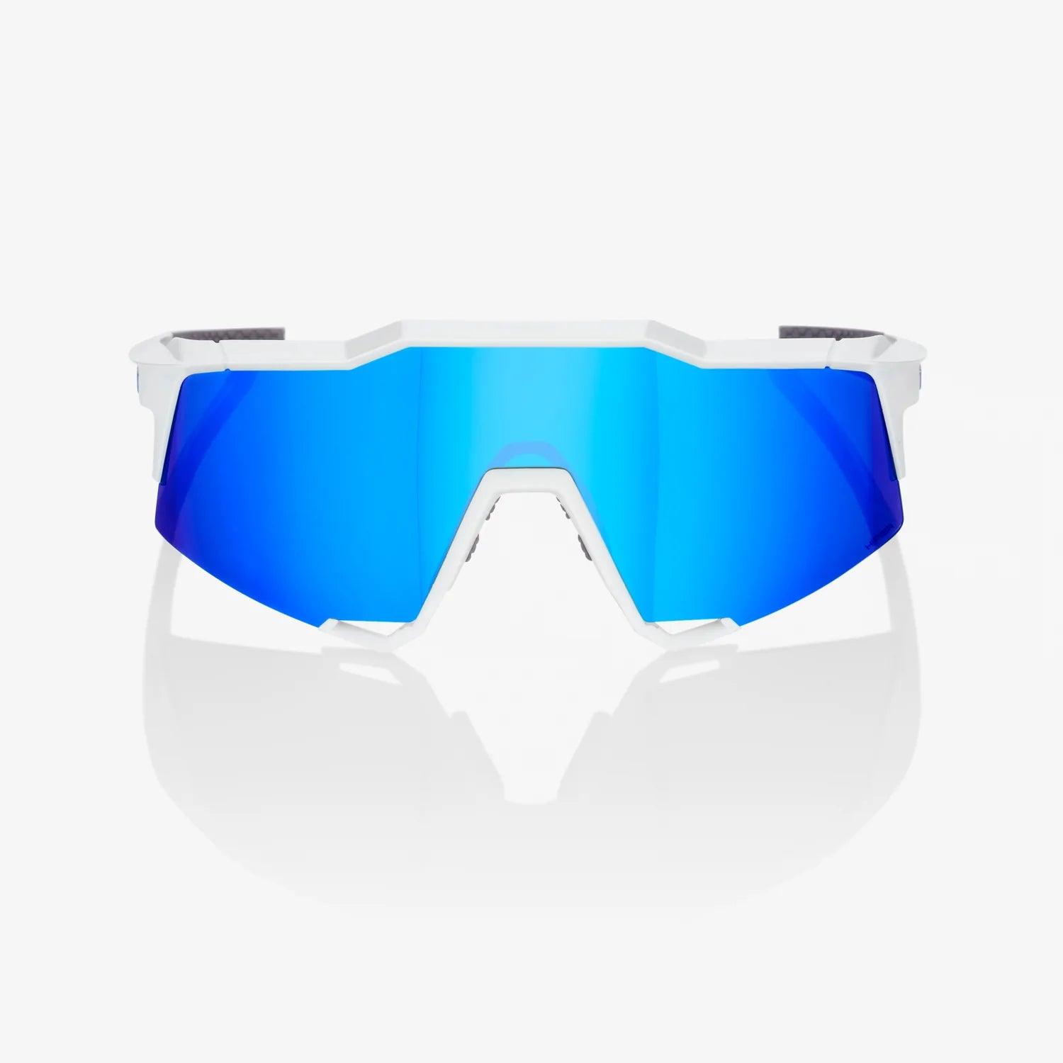 100% SPEEDCRAFT - Matte White - HiPER Blue Multilayer Mirror Lens - Smash It Sports