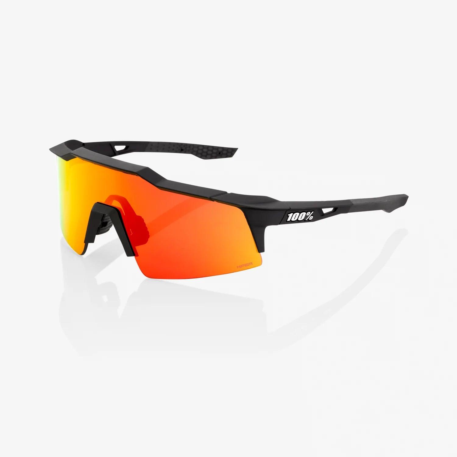 100 Percent Sunglasses - SPEEDCRAFT SL - Soft Tact Black - HiPER Red Multilayer Mirror Lens - Smash It Sports