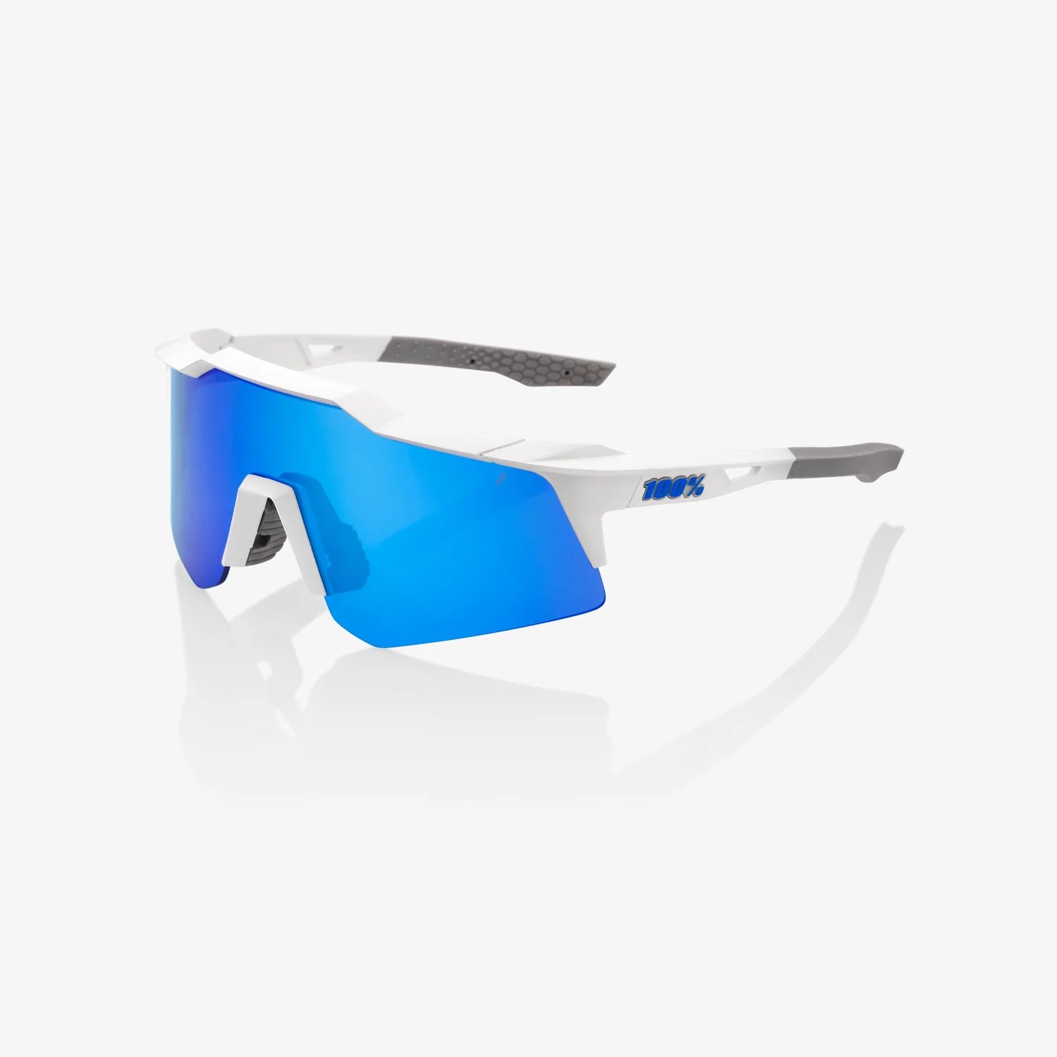 100 Percent Sunglasses - SPEEDCRAFT XS - Matte White - Blue Multilayer Mirror Lens