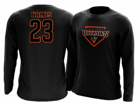 Outlaws Baseball Long Sleeve Shirt - Black