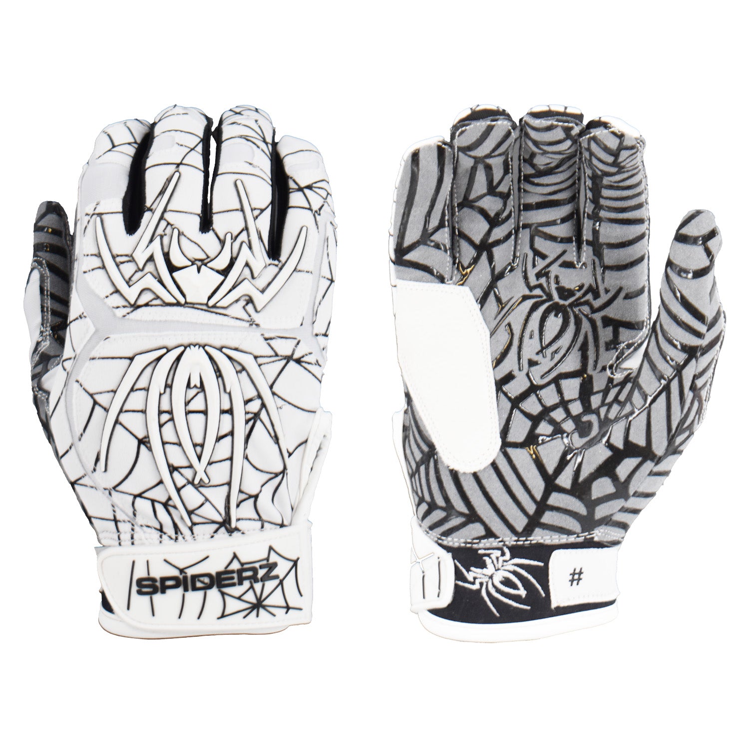 Spiderz HYBRID Batting Gloves - White/Black