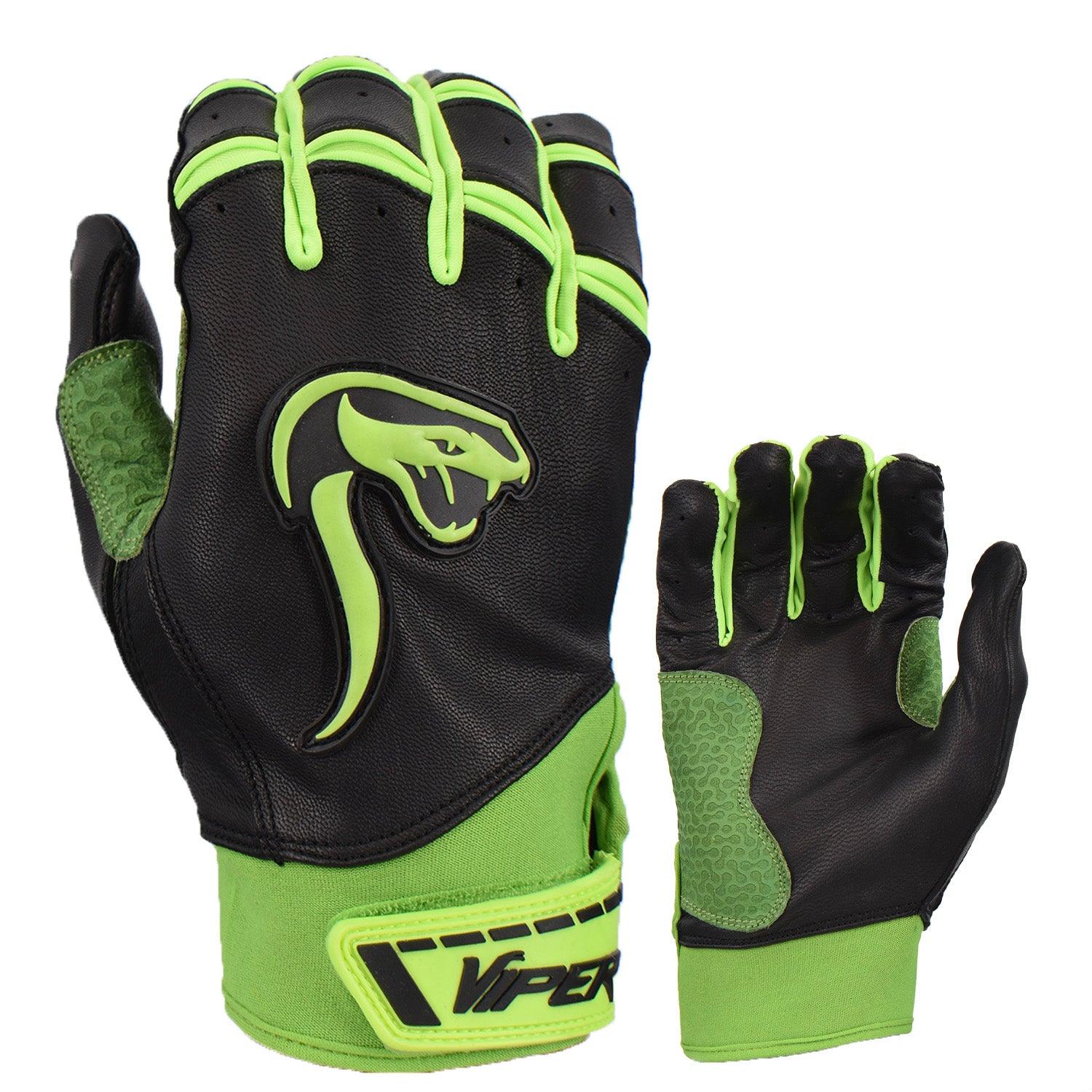 Viper Grindstone Short Cuff Batting Glove - Black/Neon Green - Smash It Sports