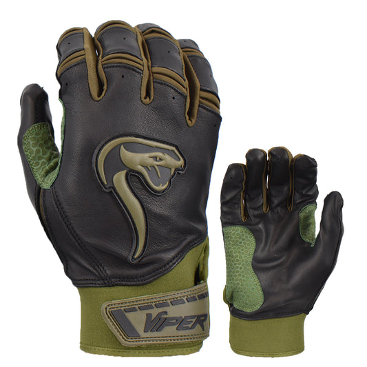 Viper Grindstone Short Cuff Batting Glove - Black/OD Green