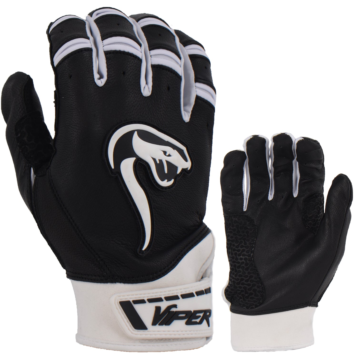 Viper Grindstone Short Cuff Batting Glove - Black/White