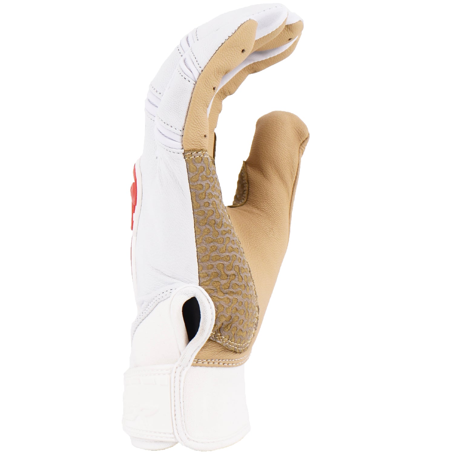 Viper Grindstone Short Cuff Batting Glove - White/Tan/Red