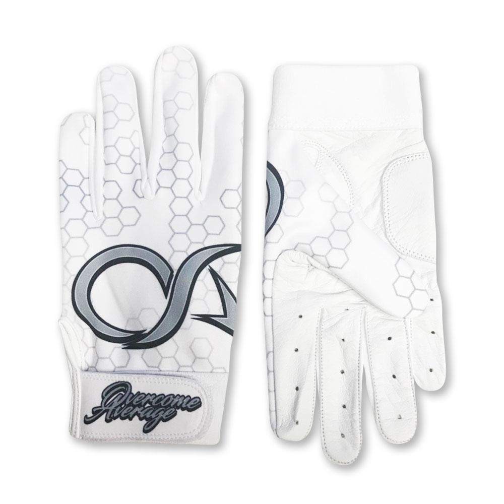 Premium Batting Gloves By OA Apparel-White/Gray