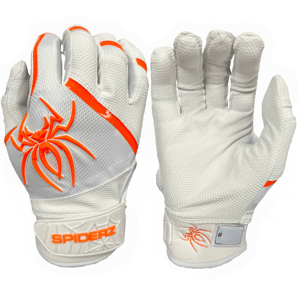 Spiderz PRO Batting Gloves - White/Orange