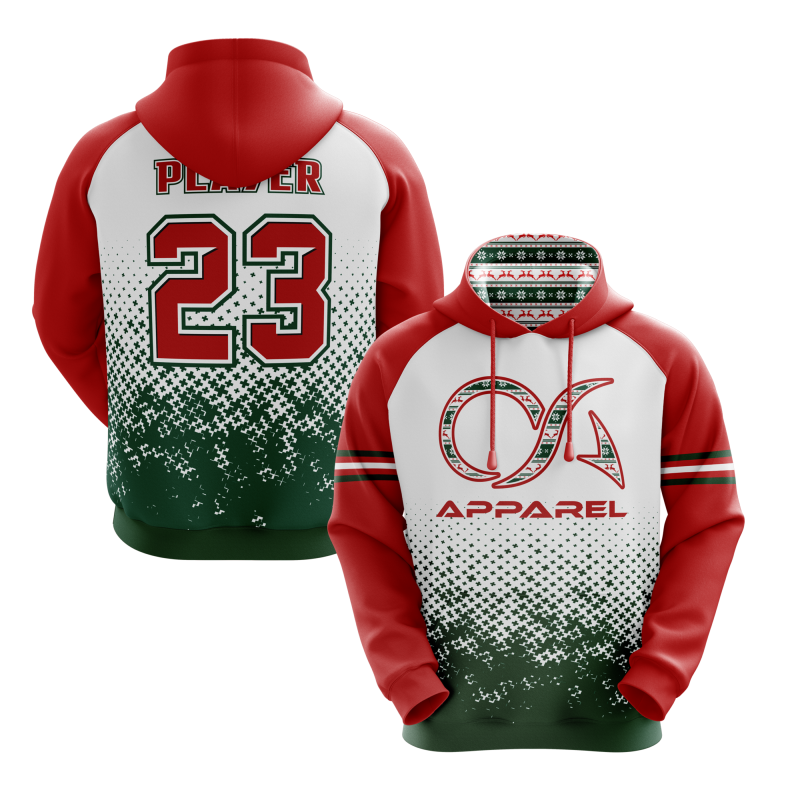 OA Apparel Christmas Pattern Logo Hoodie Buy In