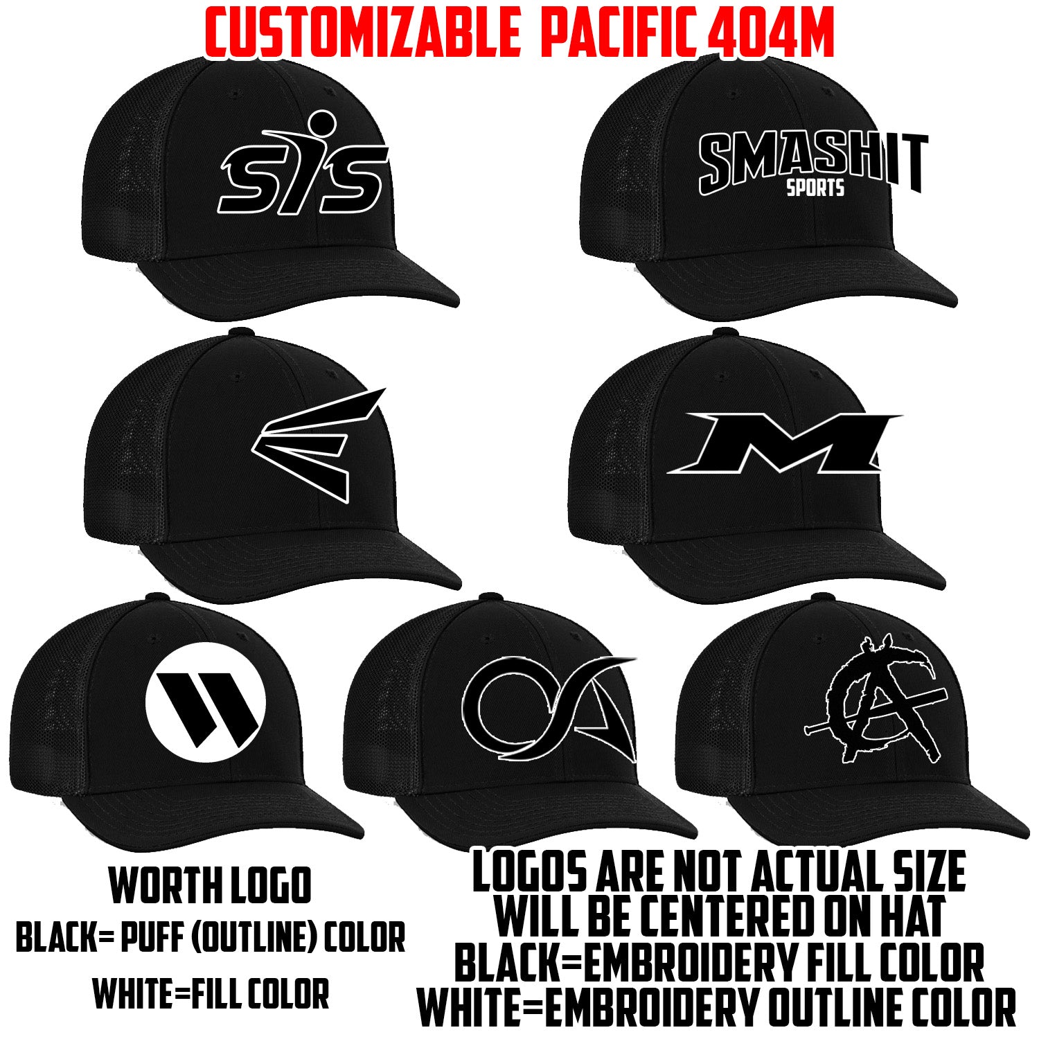 Customizable Logo Hat by Pacific (BLACK 404M)