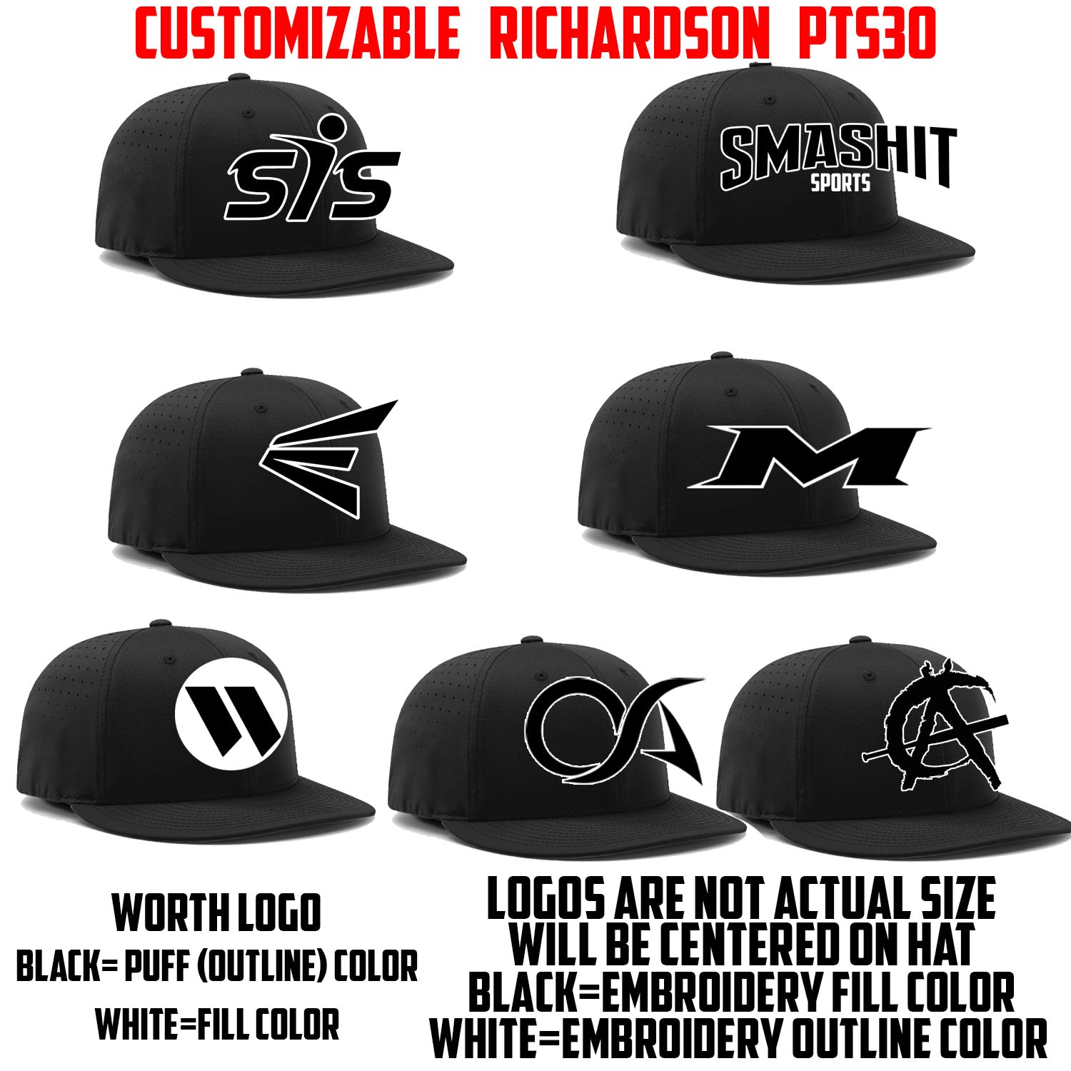 Customizable Logo Hat by Richardson (BLACK PTS30)