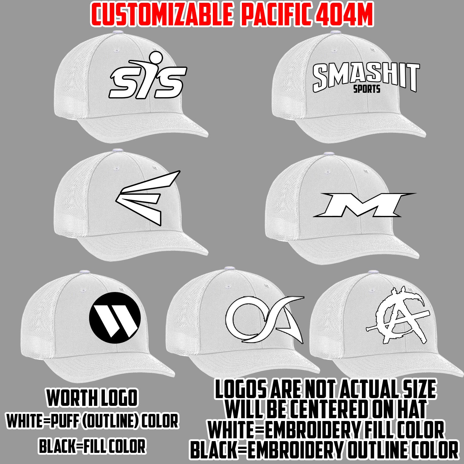 Customizable Logo Hat by Pacific (WHITE 404M)