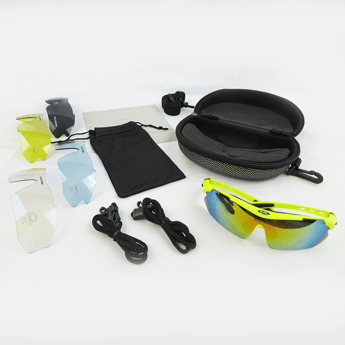 Gator Gear Multi-Lens Sunglasses Kit - Neon Yellow (w/ Prescription Lens Insert) - Smash It Sports