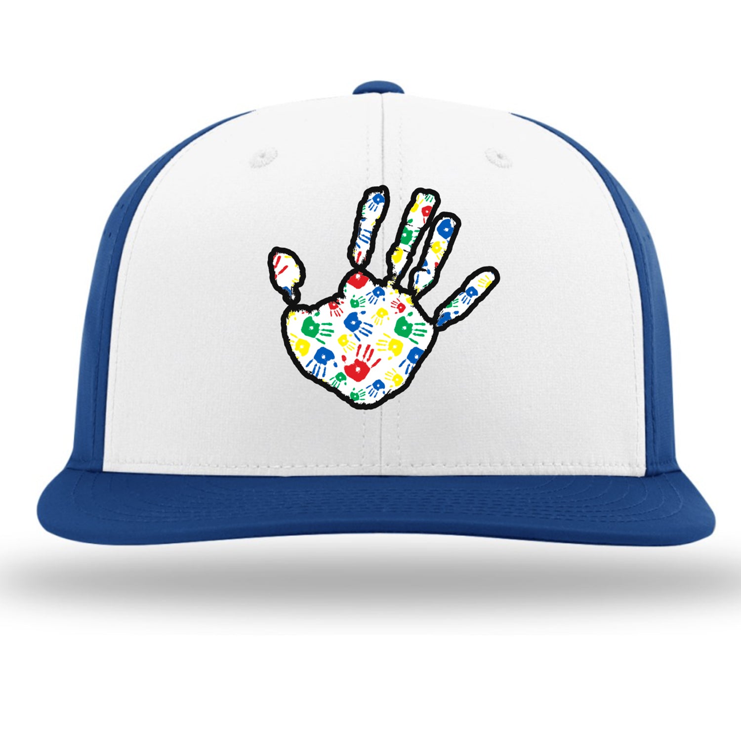 Autism Hand Print PTS30 Hat - White/Royal