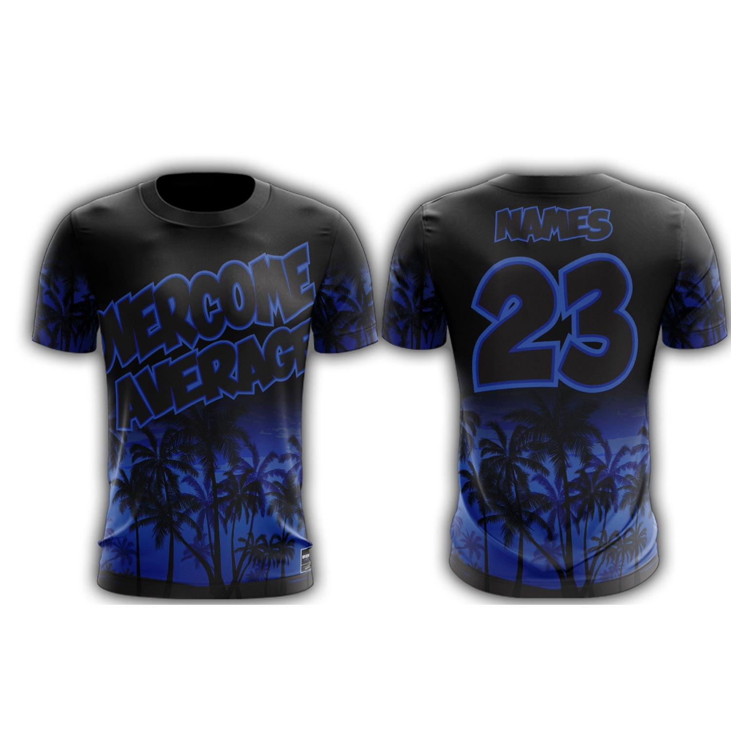 Overcome Average Palm Trees Short Sleeve Shirt - Black/Blue (Customized Buy-In)