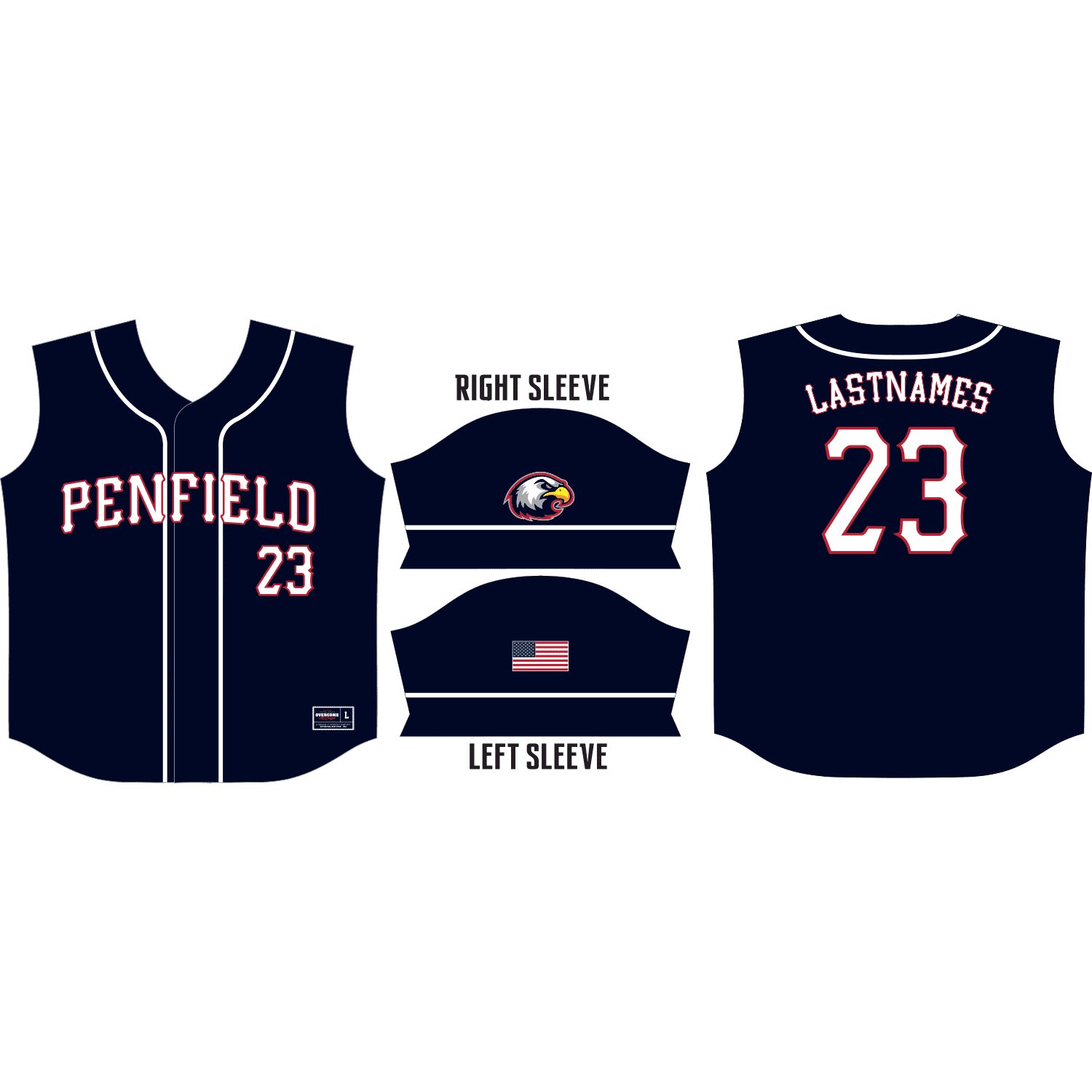 Penfield Patriots Full Button Jersey (Navy)