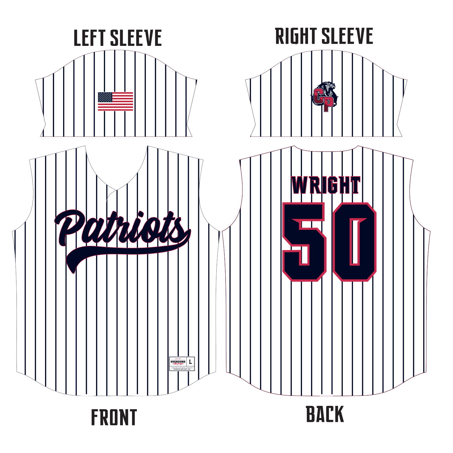 Penfield Patriots Full Button Jersey (Pinstripe)