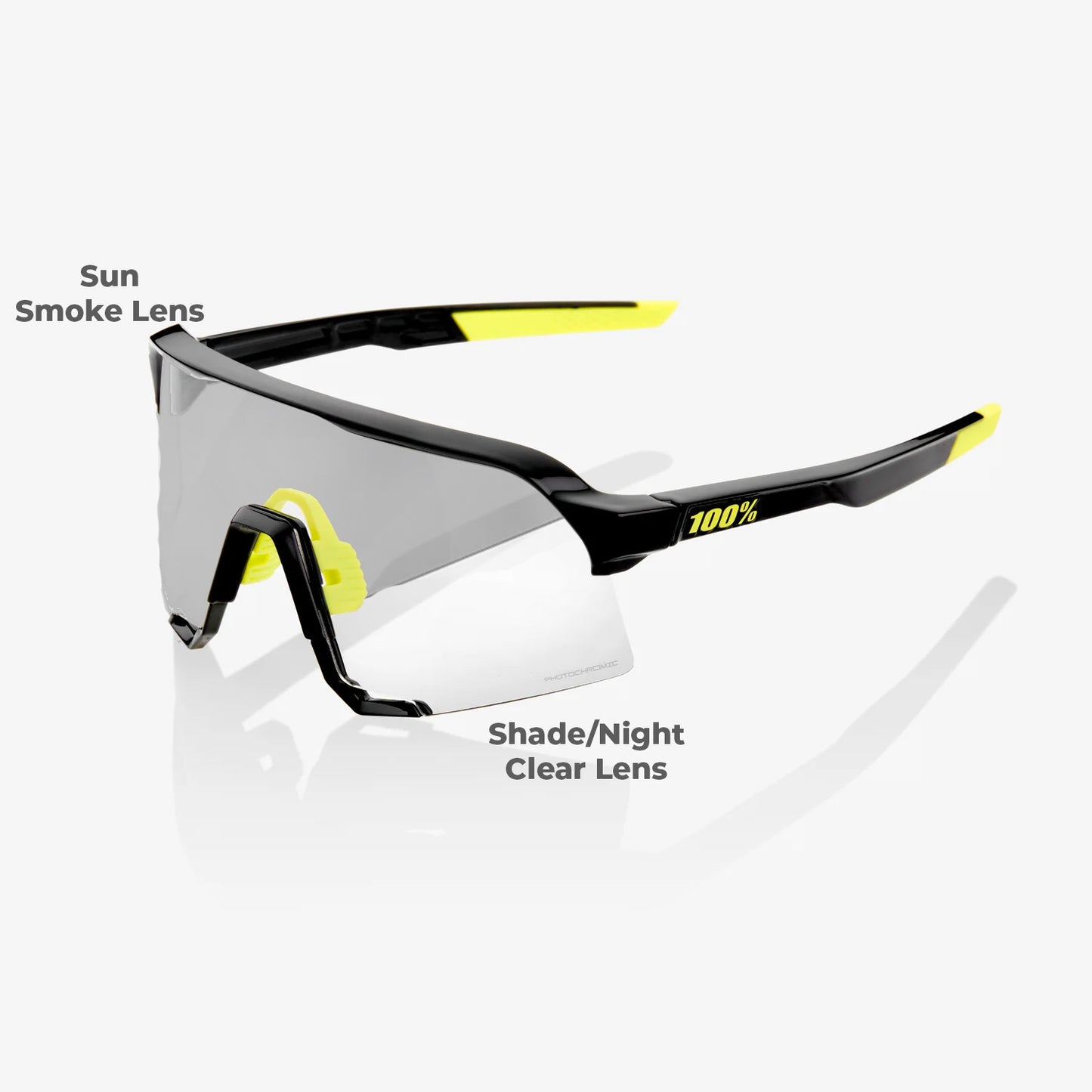 100 Percent Sunglasses - S3 - Gloss Black - Photochromic Lens