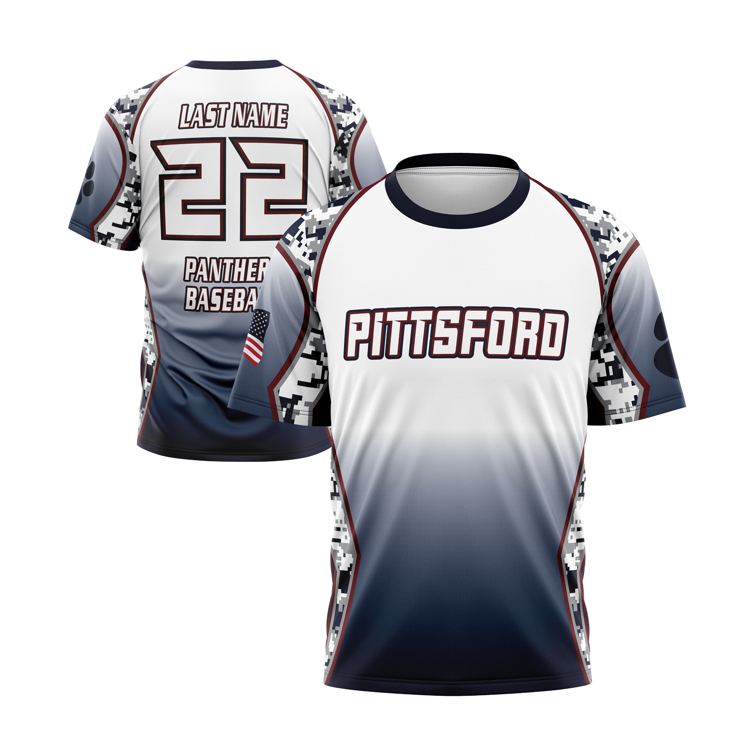 Pittsford Panthers Baseball Short Sleeve Shirt - Navy Camo