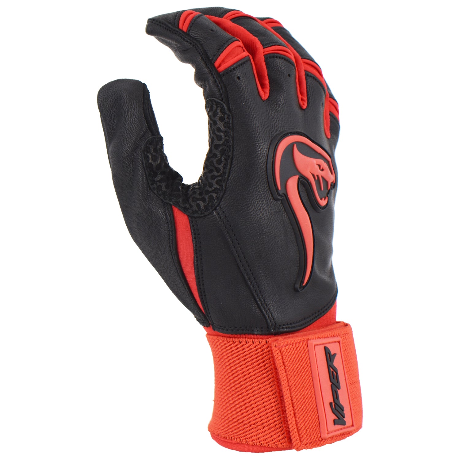 Viper Grindstone Long Cuff Batting Glove - Black/Red