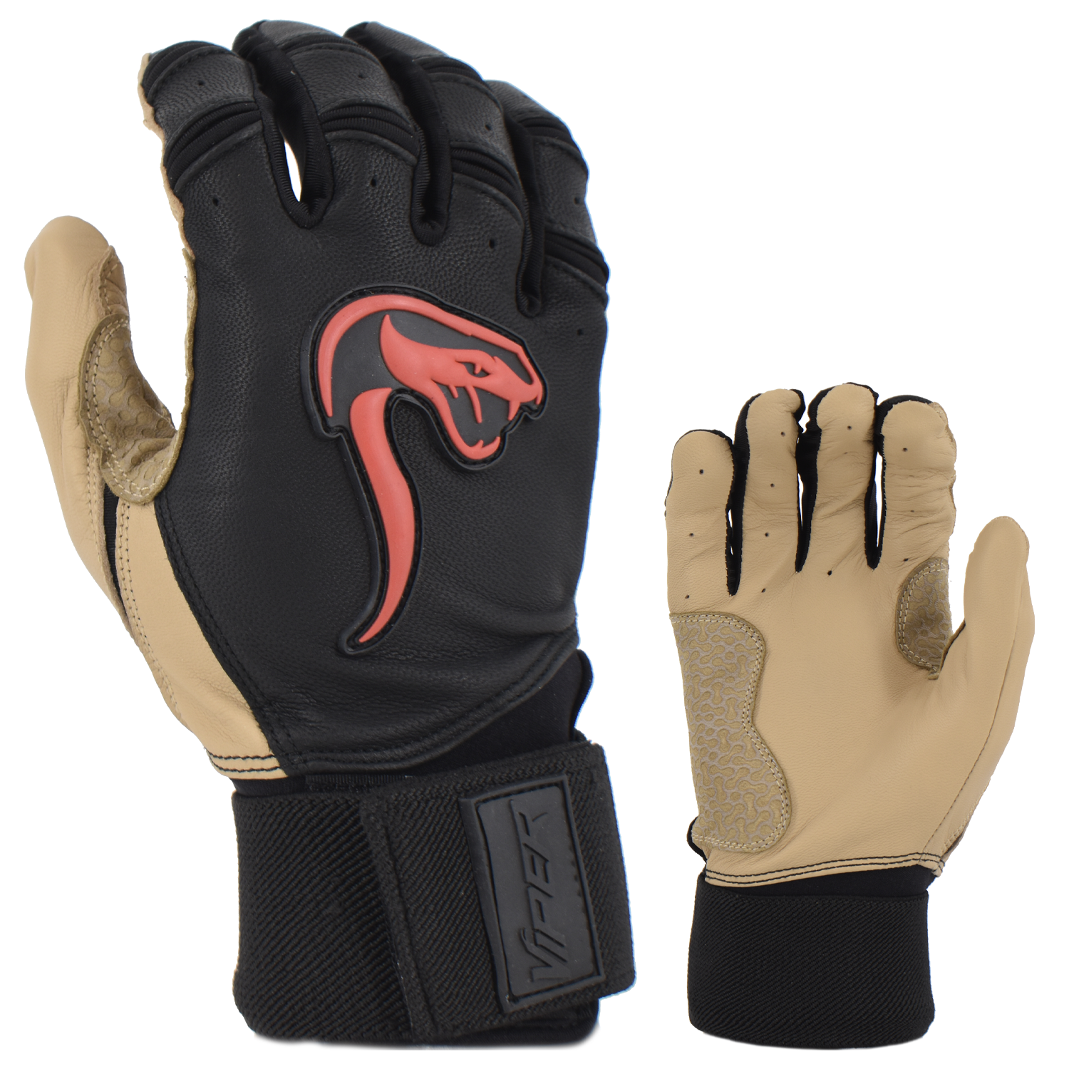 Viper Grindstone Long Cuff Batting Glove - Black/Tan