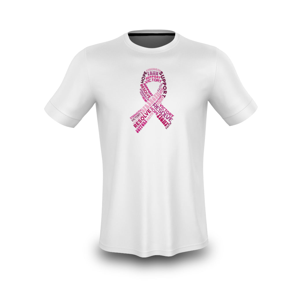 Word Ribbon SubDye Breast Cancer Awareness Shirt